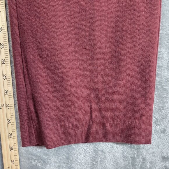 LL Bean Pants Womens 12 Red Herringbone Flannel Straight Leg Trousers - Picture 10 of 10